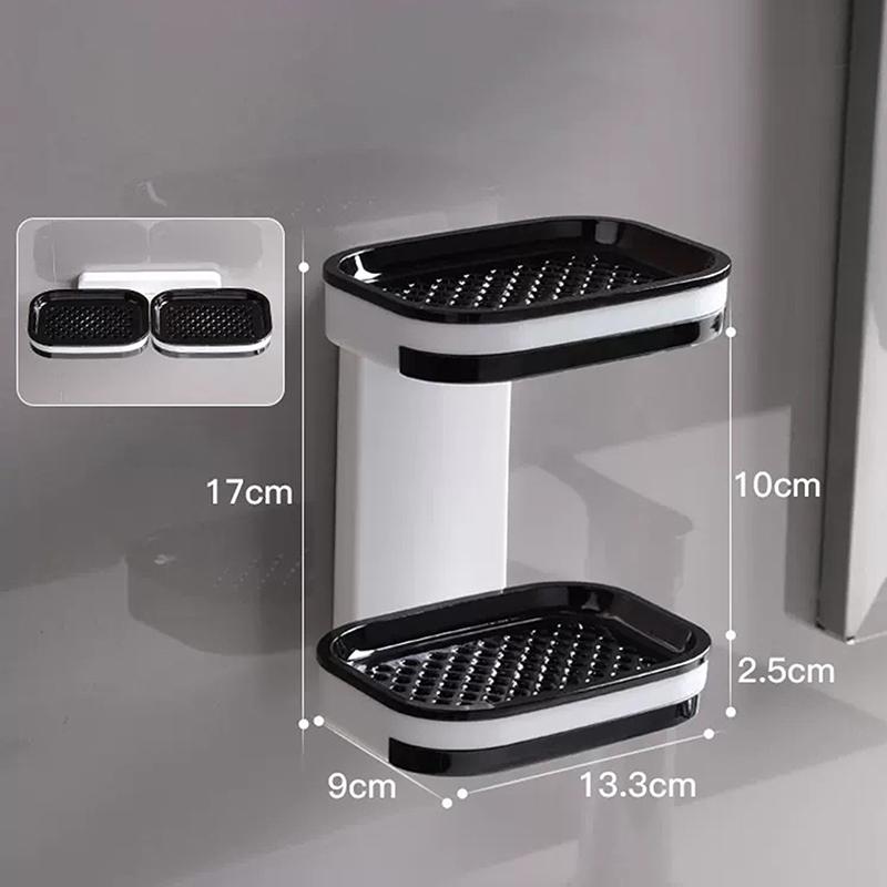 No Need For Perforated Wall Mounted Double Layer StorageDouble Layer DrainageHousehold Bathroom Storage Rack Soap Rack