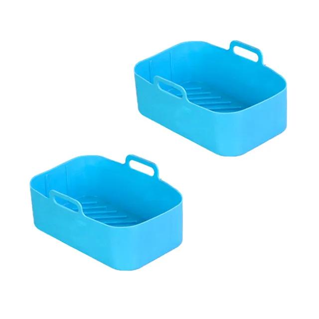 1/2Pcs Air Fryer Silicone Pot Basket Tray Fried Baking Pan Insert Dish Accessory Rectangle Dual Basket For Ninja DZ201 Air Fryer