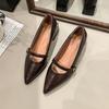 Pointed commuter shallow mouth single shoes women's spring and autumn French retro casual evening thick heel fashion Mary Jane small leather shoes