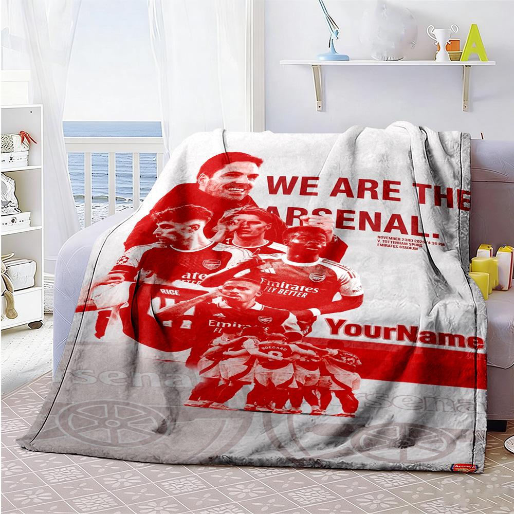 Arsenal Customize Text Blanket Multi-purpose Personalized Blanket Comfortable Versatile for Bed Seaside Home Decor Picnics All-Season Use