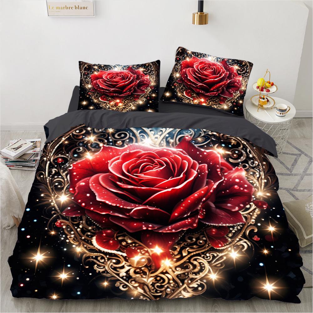 Bedding Set Digital Print Comfortable Duvet Cover for Home Bedroom Decoration, 1 Duvet Cover and 2pillowcase with Zippers