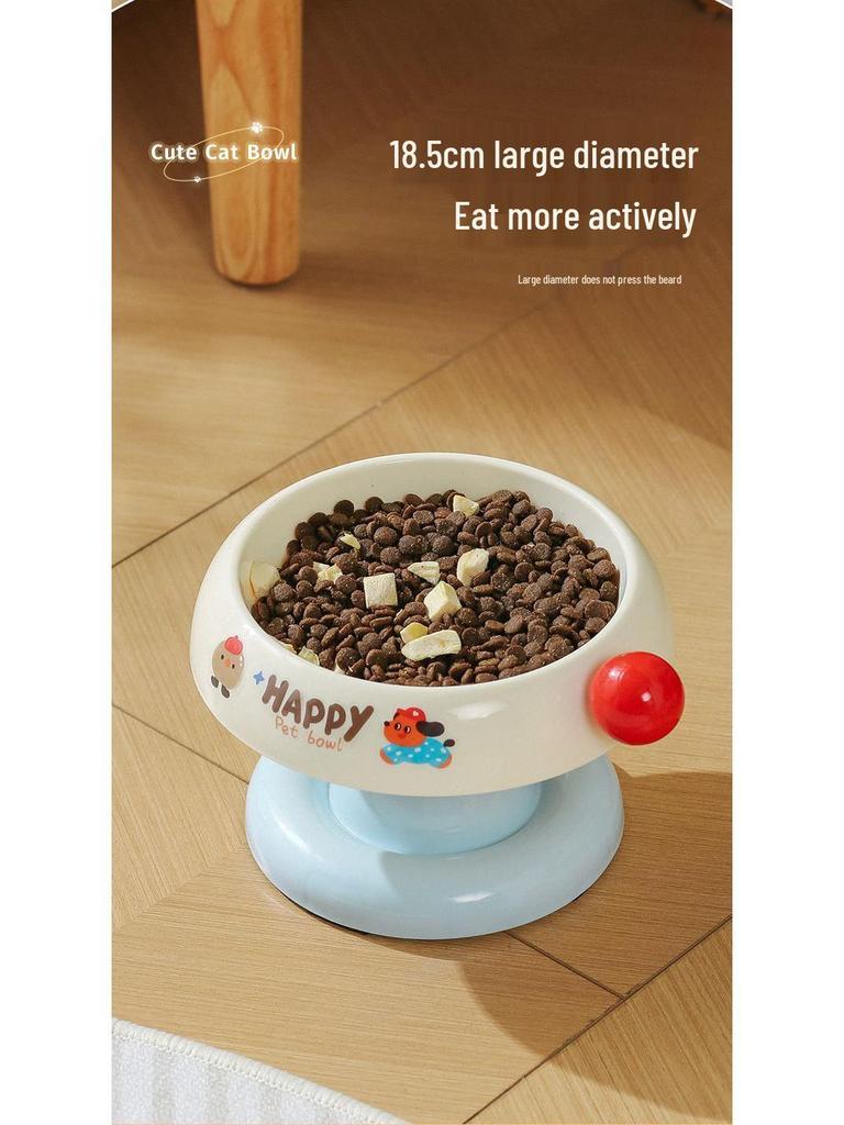 Anti-Blackening High-Leg Stainless Steel Cat Bowl - Non-Slip, Colorful Design