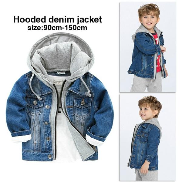 

Детская одежда для мальчиков, мягкая джинсовая куртка с капюшоном, модная верхняя одежда