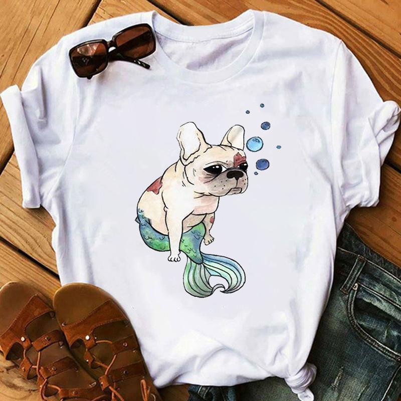 Kawaii French Bulldog T Shirt Women Dog Lover Top Tees Femme Summer Top Female Aesthetic Clothes Graphic Tshirt Camisetas Mujer