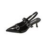 High heels women's summer new bag head shallow mouth single shoes rear empty thin heel pointed versatile sandals women