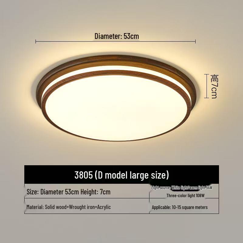 Chinese Retro Mid-Century Zen Ceiling Lamp: Solid Wood, Simple Style for Bedroom or Influencer Room