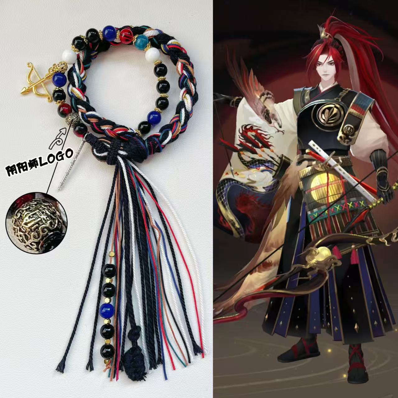

[Onmyoji Themed Double Layer Beaded Bracelet with Tsukuyomi Momiji Tengu Rebirth Design]