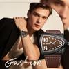 Watch, Triangle, Stainless Steel, Men's, PU Strap, Brown