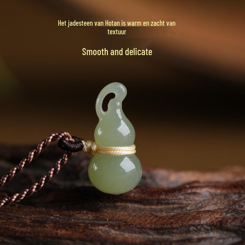 Pendentif Amulette Gourde en Jade Hetian Glace Claire pour Couples