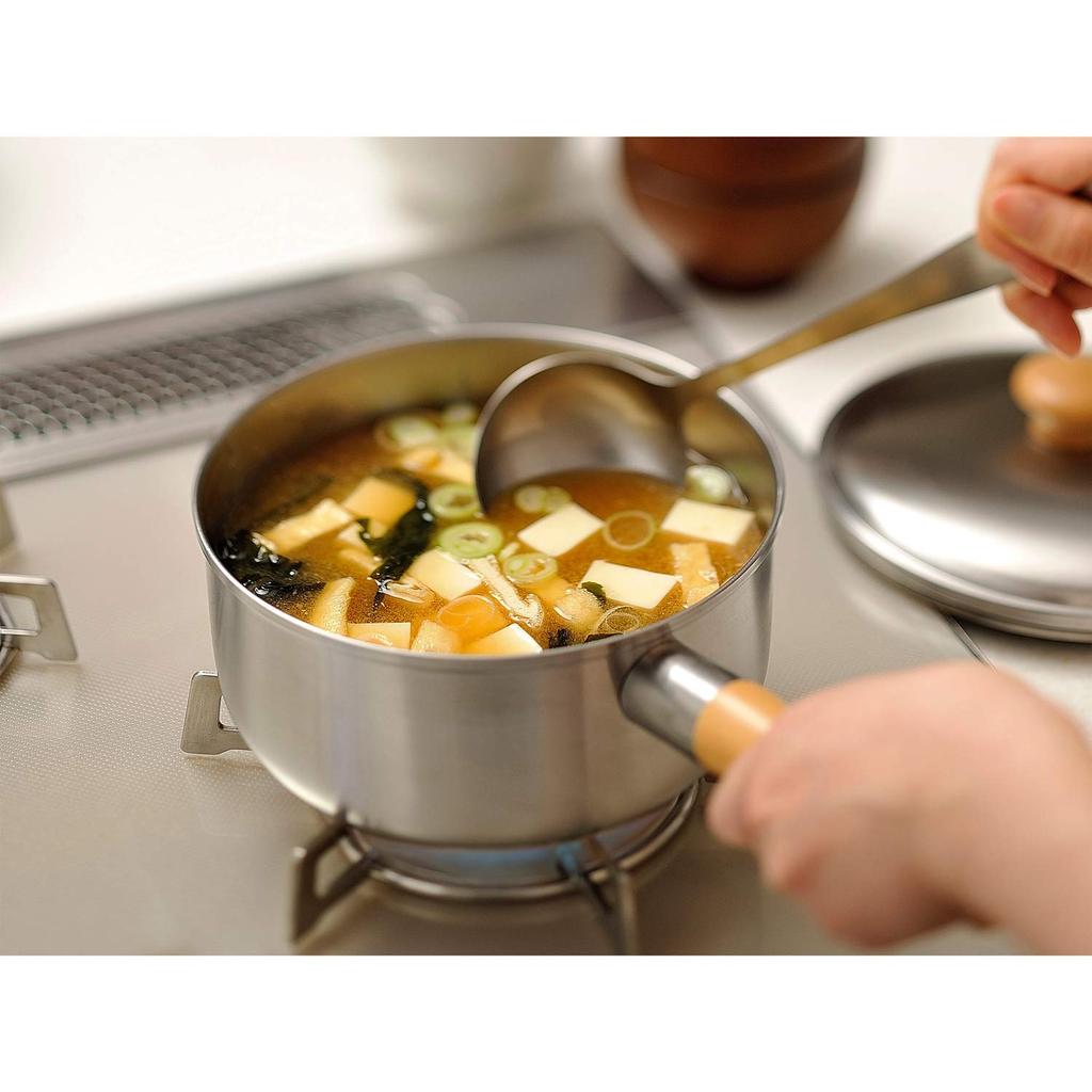 Wahei Phrases Made in Japan pot that you will want to keep using forever 18cm IH compatible Stainless steel Wooden handle Chitose One-handed CS-001
