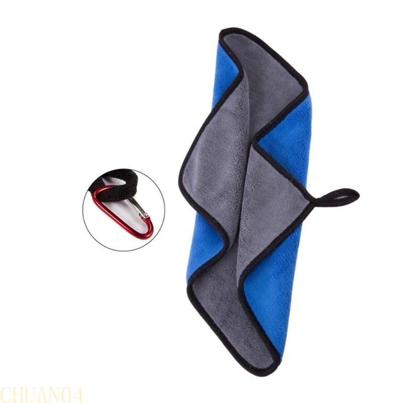 A1A2 Outdoor Sports Wipe Hands Towel Microfiber Fishing Towel with Clips Thickened Cleaning Towel Fishing Accessories