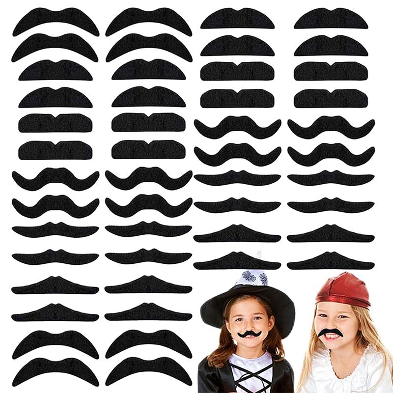 18/48Pcs Mustache Birthday Party Photobooth Props Kids Adult Pirate Party Costume Cosplay Fake Beard Halloween Decoration