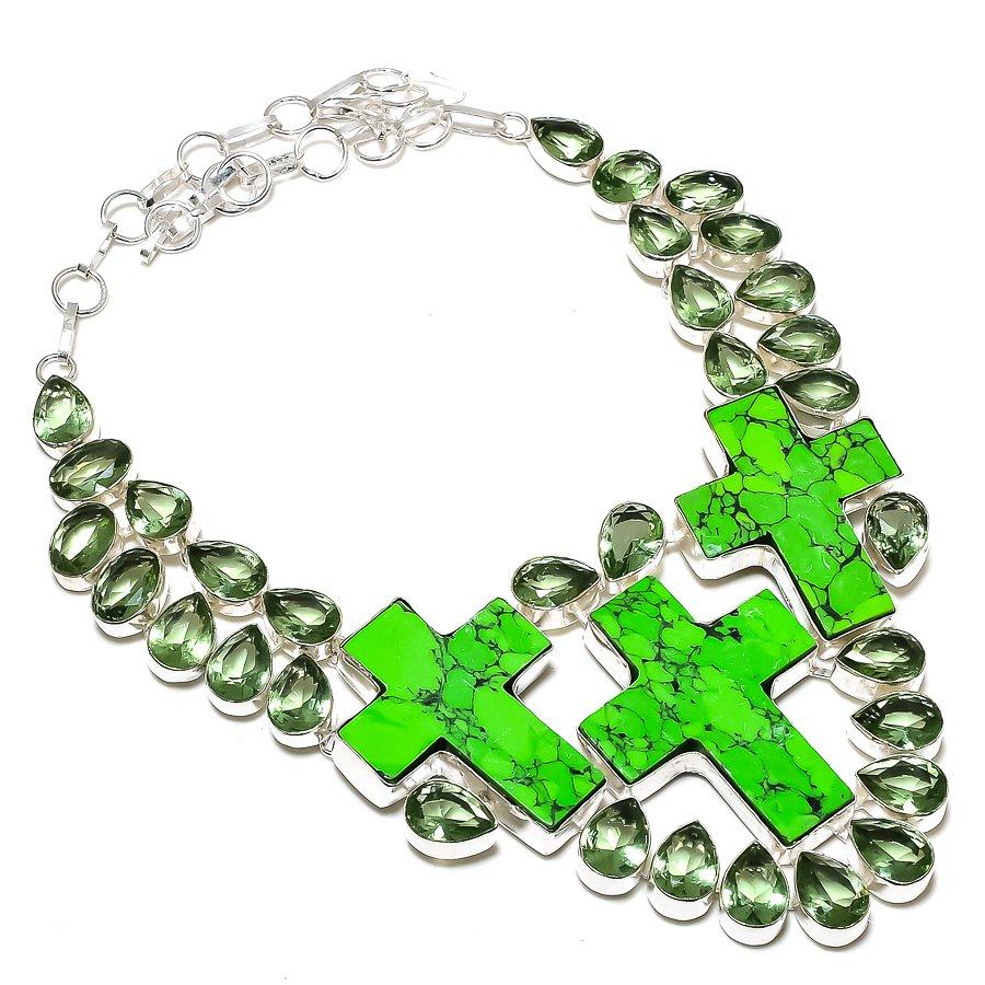 

Ожерелье из стерлингового серебра 925 пробы с натуральной медью, зеленой бирюзой и перидотом, 18 дюймов i6b32