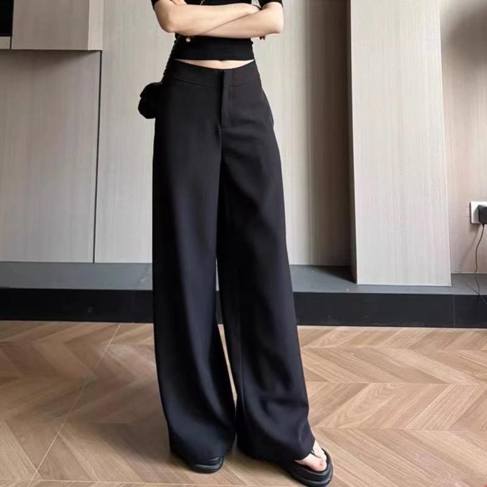 Women's High Rise Wide Leg Pants Straight Leg Trousers Loose Fit Solid Color Dress Pants For Office Casual Summer Wear