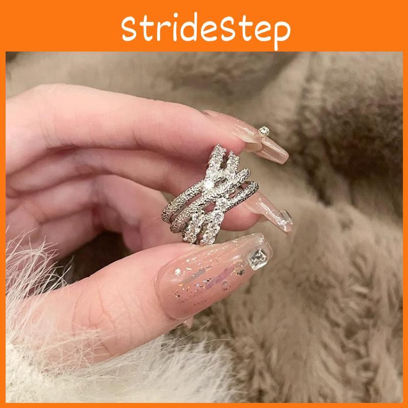 Elegant Fashionable Geometric Open Ring For Women With Sparkling Zirconia Accents