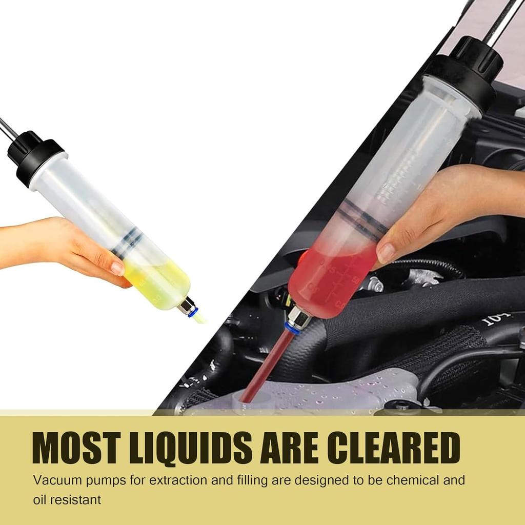 Car Power Steering Fluid Extractor, 200 CC Car Fluid Extractor Pump, Brake Fluid Change Pump Hose Accessories, Universal for Most Cars (Transparent)