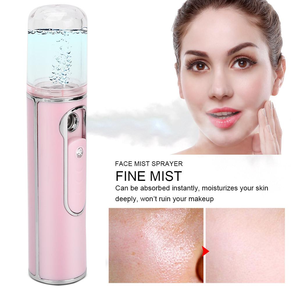 Nano Face Mist Sprayer USB Rechargeable Moisturizing Hydrating Face Humidifier Pink