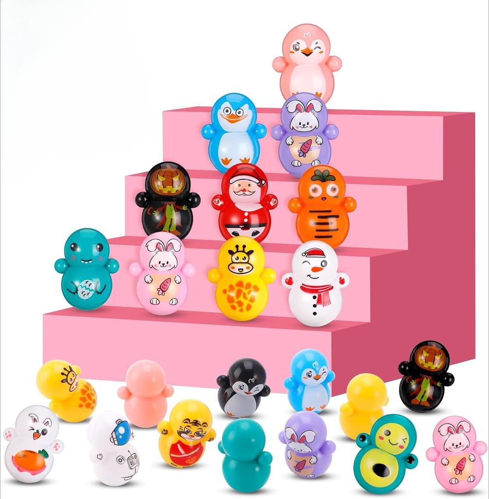 6/12/24 PCS Mini Roly Poly Toys Set Colorful Self-Righting Tumbler Fidgets for Stress Relief Office Desk Decor Classroom Rewards