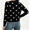 Gepunkteter Strickcardigan Damen Frühling und Herbst Rundhalsausschnitt mit Schwarzpilz-Rand Langarm Pullover Jacke Oberteil