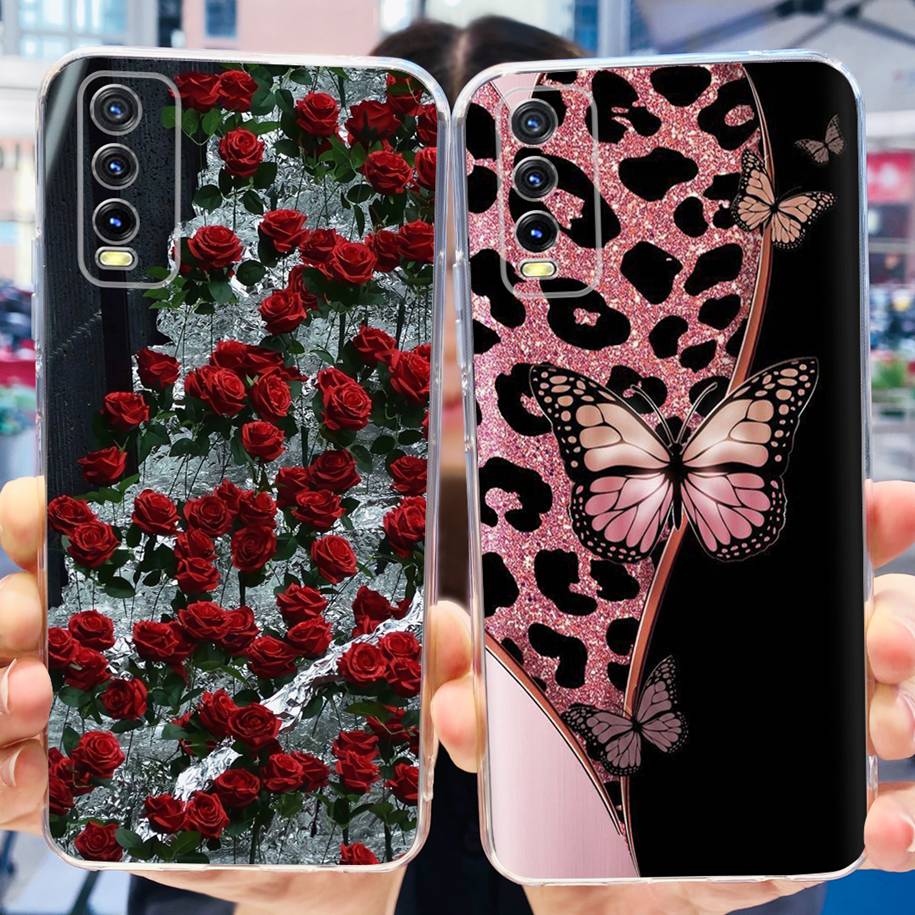 For Vivo Y11s Y12s Case V2028 V2026 V2033 Popular Flower Clear Silicon Back Cover For Vivo Y20 Y20i Y20s V2029 V2027 V2032 Funda