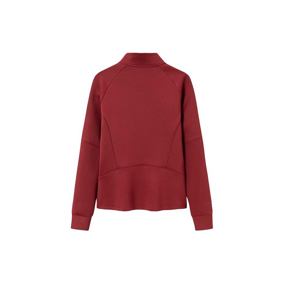 Anta All-Weather Series Solid Color Stand Collar Knitted Sports Jacket Women Jacket Dark-Red 162410714-7