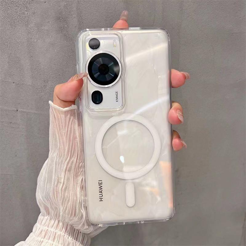 Magsafe Case for Huawei P60 Pro Clear Acrylic Shockproof Wireless Charging Phone Case for Huawei P60 Hard Bumper Shell