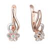Women 585 Rose Gold White Flower Dangle Drop Earrings