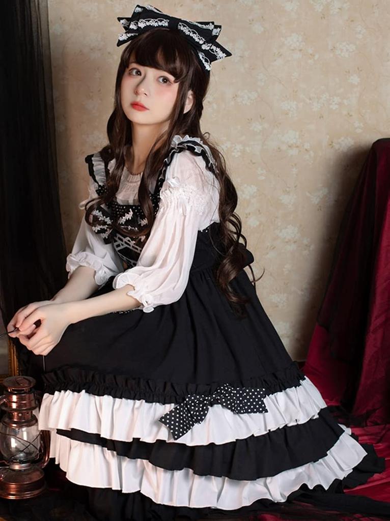 Alice Gothic Dot Ribbon JSK Gothic Lolita Dress Polka Dot Pattern Black [d. & Lolita] [d.Alice]
