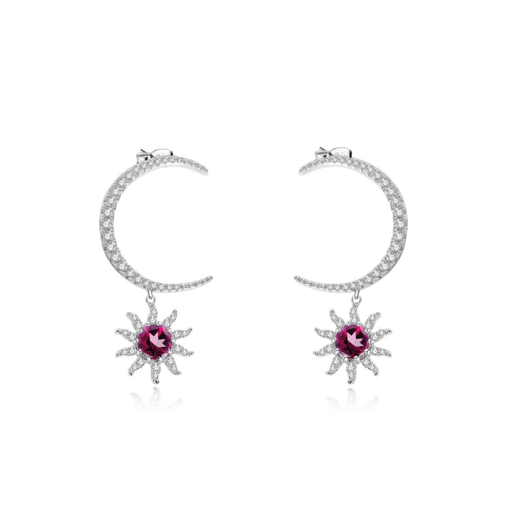 Orecchini pendenti stile lusso leggero romantico francese da designer originale argento s925 intarsiati con pietre preziose orecchini con ametista naturale