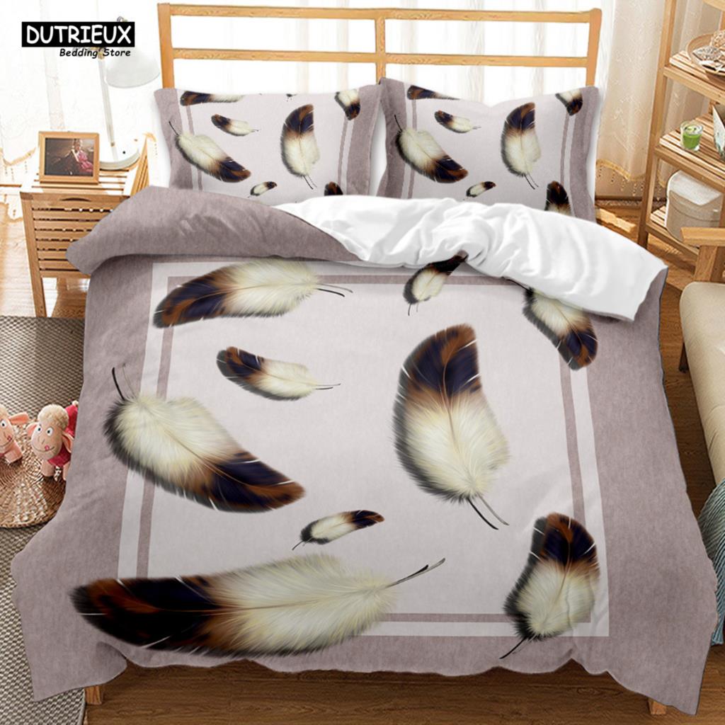 Comforter Luxury Feathers Bedding Set Colorful Soft Animal Feather King Queen Single Size S For Women