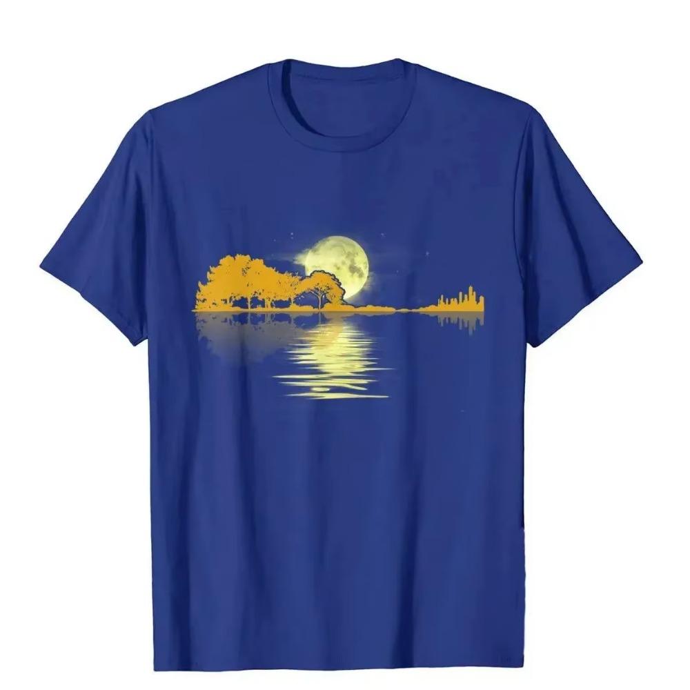 Guitar Lake Shadow Love Guitar T-Shirt Men Women  T Shirt loose Tops TShirts Wholesale Casual fashion Harajuku Oversized T