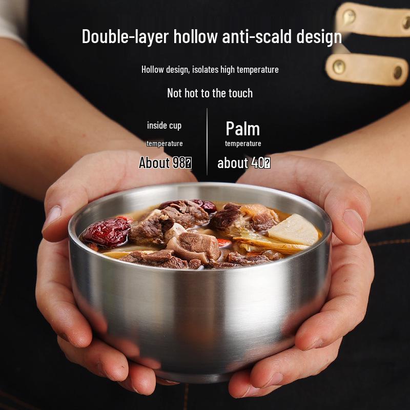 304 Stainless Steel Children's Snack & Meal Bowl, Gold Seasoning, Ramen & Soup Bowl
