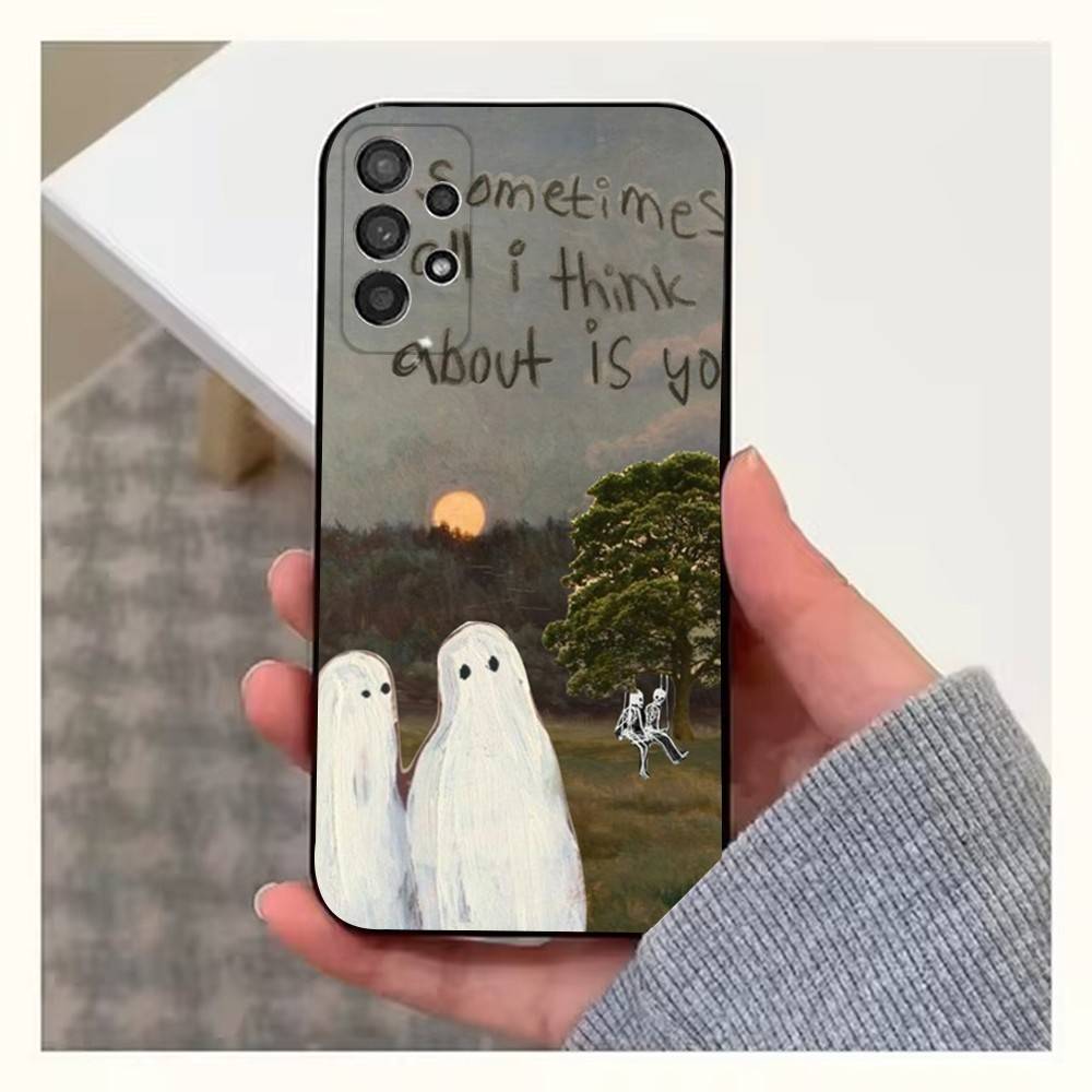 Lovely Ghost Case For Samsung S21,S9,S22,S25,S20,S10,Plus,Ultra,S24,S23,FE,Lite,Soft Silicone Black