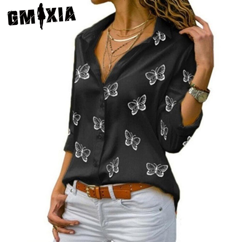 GMXIA Women's Fashion Casual  Long Sleeve POLO Neck Blouses & Shirts
