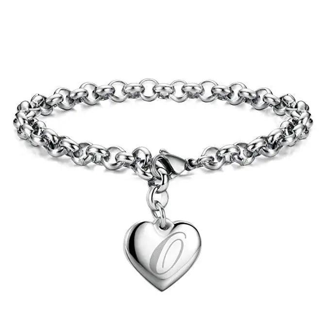 925 Sterling Silber Fein 26 Buchstaben Damen Herren Kette Armband Charm Herz Niedlich Hochzeit Persönlichkeit Schmuck Dame Geschenk Party 20cm