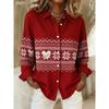 Christmas Women's Shirt Blouse Graphic Plaid Polka Dot Vintage Stylish Long Sleeve Shirt Collar Regular Tops Fall Winter