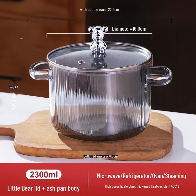 High Borosilicate Glass Soup Pot with Lid