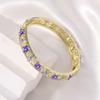 Enamel Flower Crystal Bangle Rhinestone Women's Hand Bracelet Vintage Cloisonne Bangle  Ladies