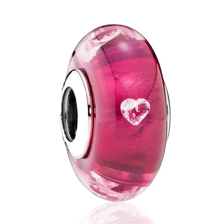 Romantic Red love glass beads copper Classic Murano Glass Charm Compatible With Do It Yourself Bracelets Necklaces Women Jewellery Anniversary gift