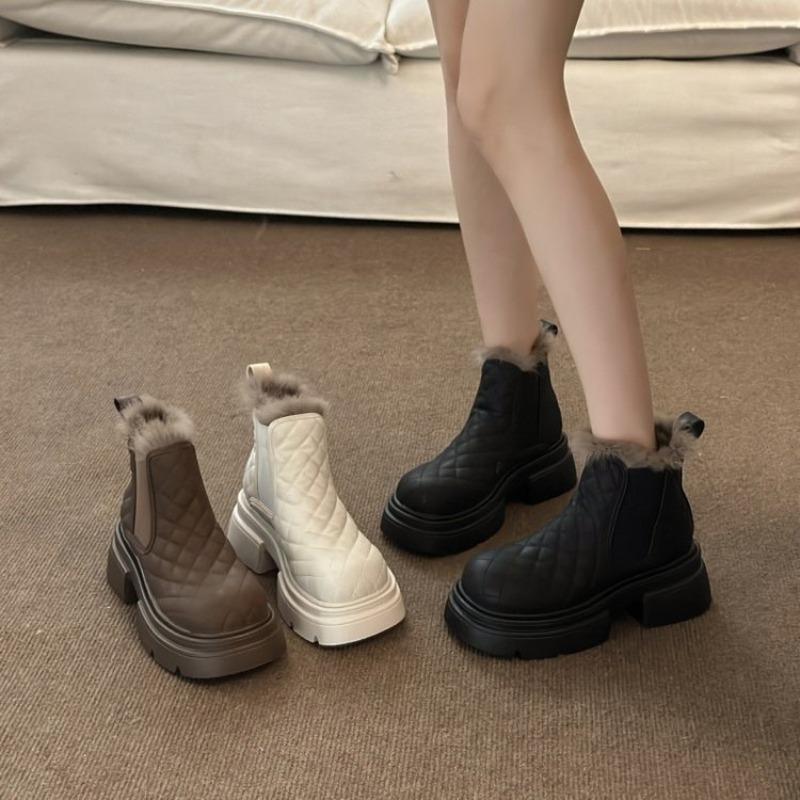 New Thick-soled Height-increasing Snow Boots, Fleece and Thickened Warm Cotton Shoes, Casual Short Boots