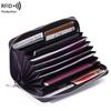 Genuine Leather RFID Passport and Document Holder with Multi-Card Slots and Zipper Pocket for Men and Women