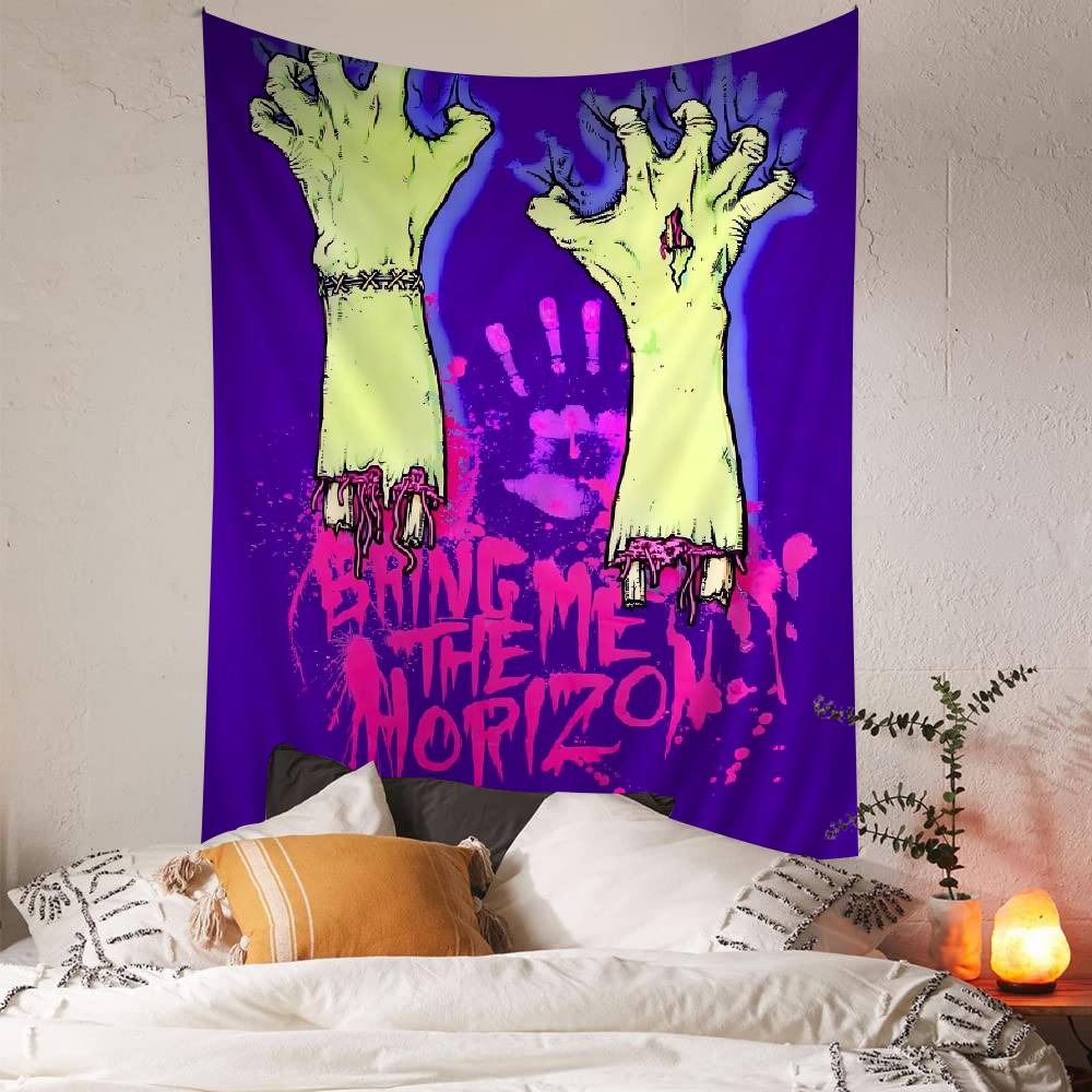 BBring Me The HHorizon Anime Tapestry Hanging Tarot Hippie Wall Rugs Dorm Home Decor