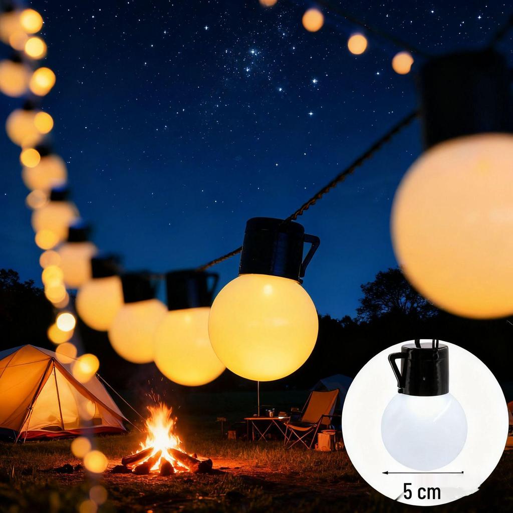 Waterproof Outdoor LED Solar String Lights - High Brightness G50 Bulbs for Camping, Courtyard, and Christmas Decor