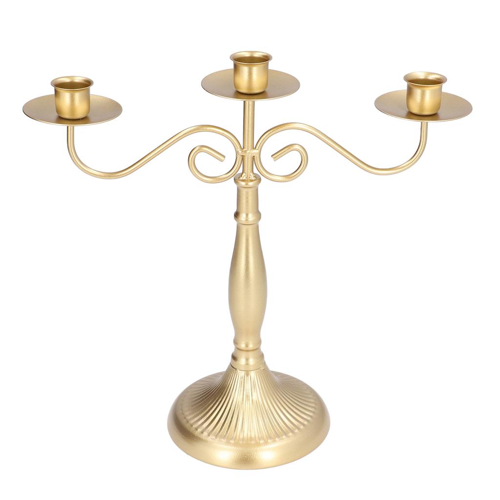 European Style Candlestick Holders Stand Gold 3 Head Candle Holders for Wedding Party Dinning