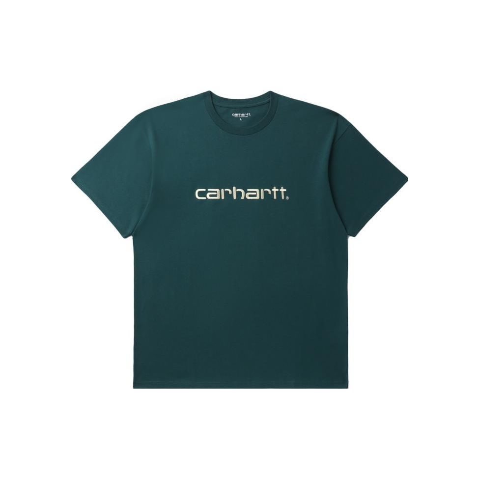 Carhartt WIP Logo Embroidered Solid Color Crew Neck Short Sleeve T-Shirt Unisex Tops CHXTEA191022K-GRD