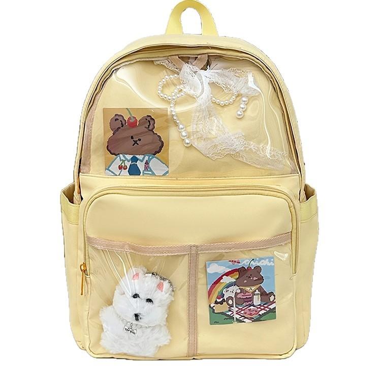 Schoolbag student female new large-capacity two-dimensional versatile backpack commuter baby bag transparent schoolbag backpack pain bag