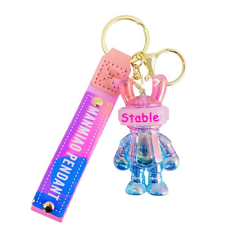 Colorful Glowing Rabbit Keychain Stylish Acrylic Cartoon Accessory For Bags And Keys