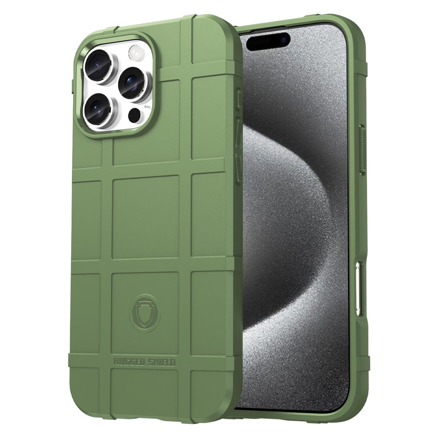 

For iPhone 16 Pro Case Grid Design Soft TPU Scratch-proof Phone Cover Green