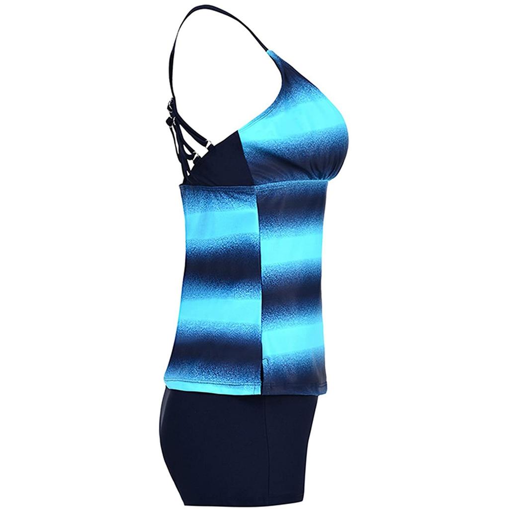 Fashion Womens  Printed Split Two-piece Swimsuit Vest Backless Beachwear