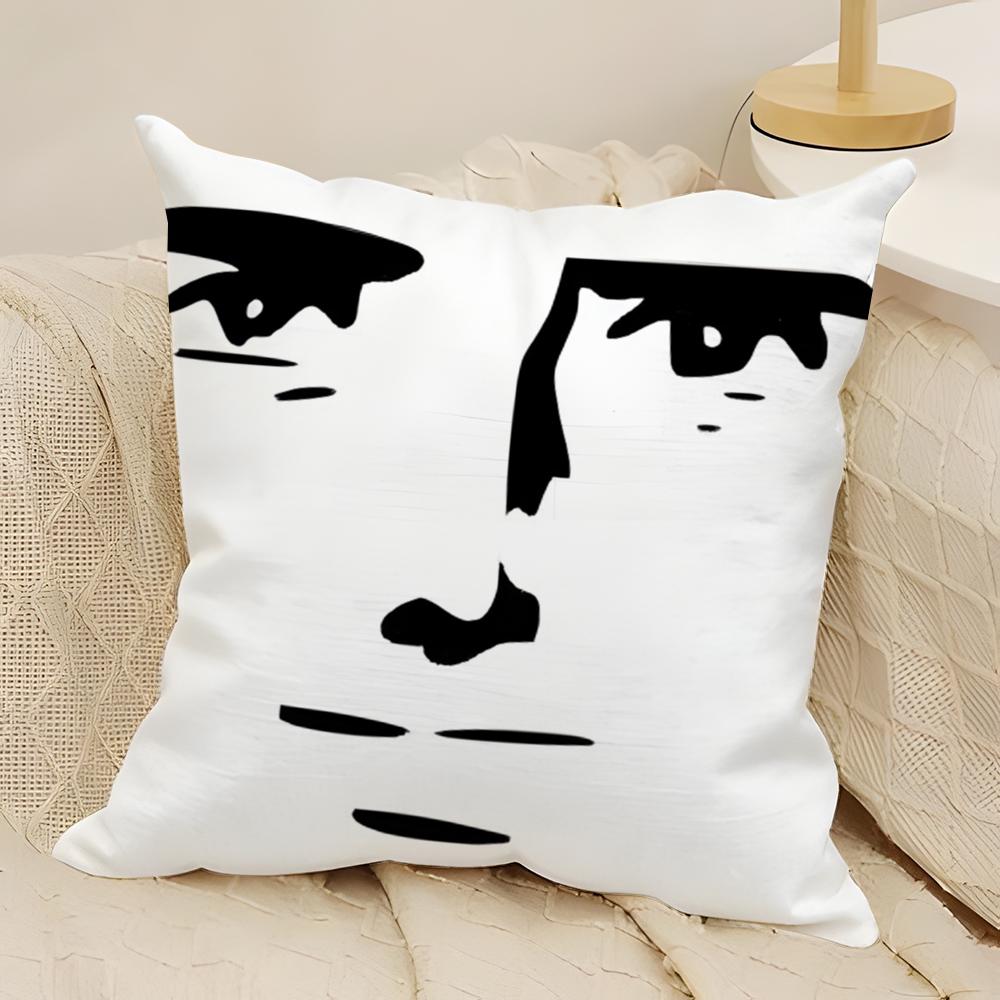 Funny Meme Face Pillow Case Natural Linen DoubleSided Printing Sofa Home Decor Cushion Cover
